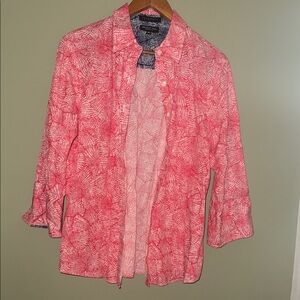 Foxcroft Coral-Pink Printed Button-Front top